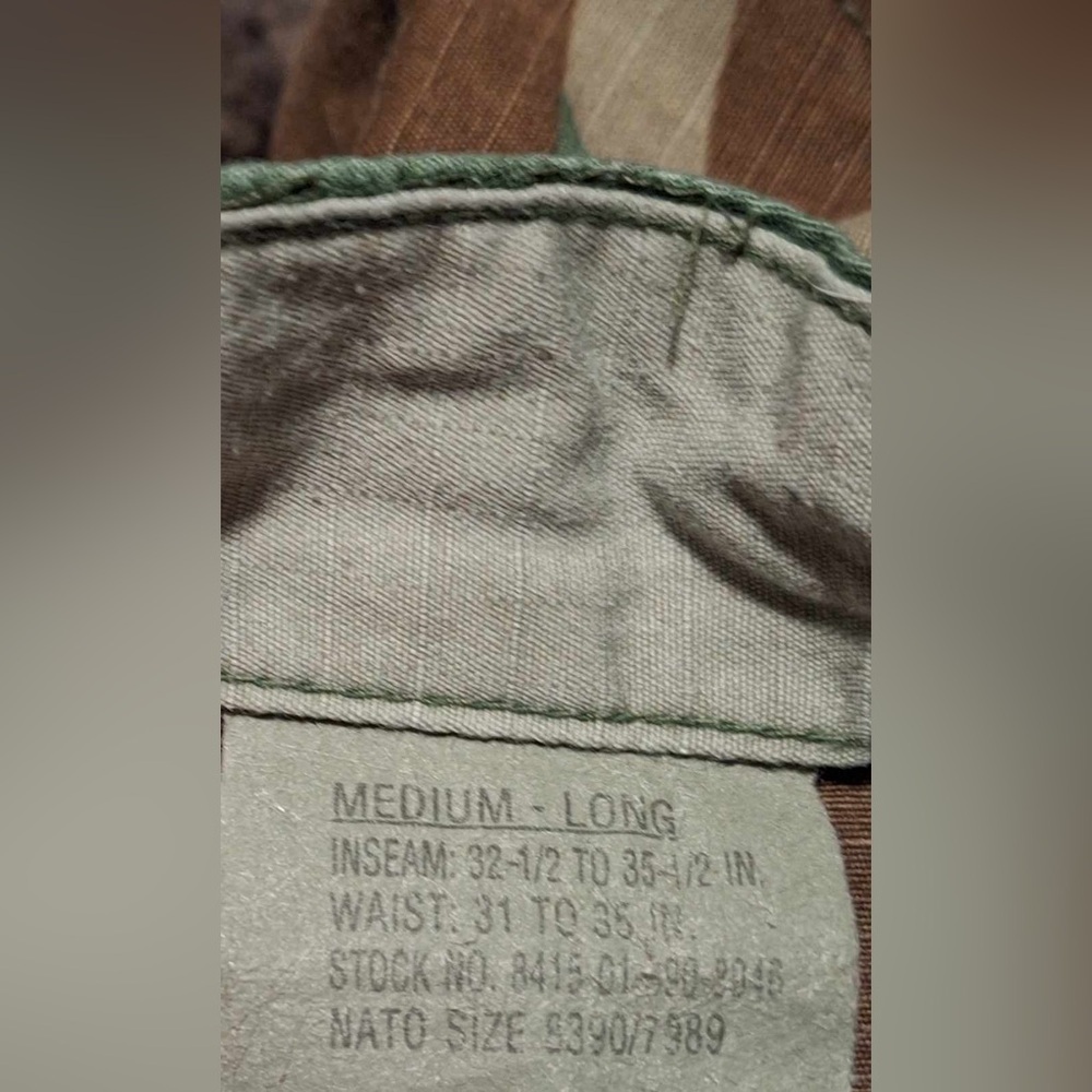 U.S. Military Pant Camouflage Men's Medium Long
Waist 31 to 35 inches Inseam 32 - Picture 6 of 8